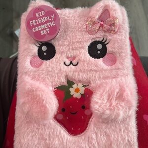 Pink Furry Cat Cosmetic Set